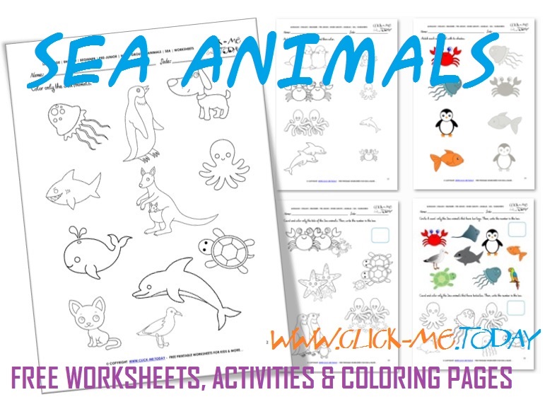 Free Printable Sea Animals Worksheets - Activities for Sea Animals
