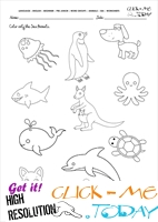 Sea Animals Worksheet - Activity sheet Color 2