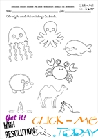 Sea Animals Worksheet - Activity sheet Color 6