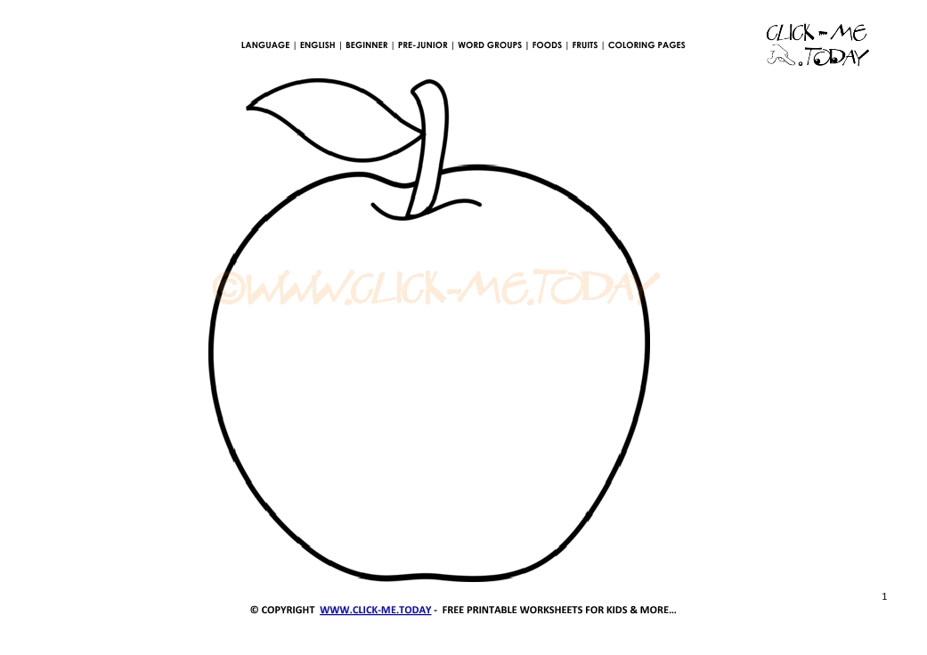 Apple coloring page - Free printable Apple cut out template
