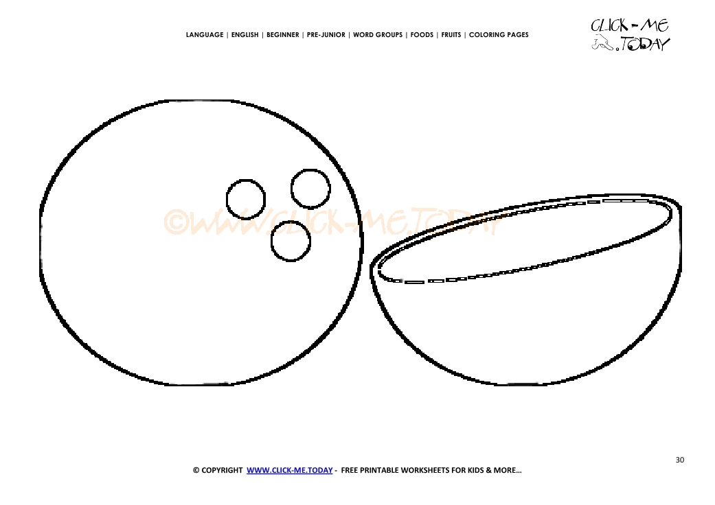 Coconut coloring page - Free printable Coconut cut out template