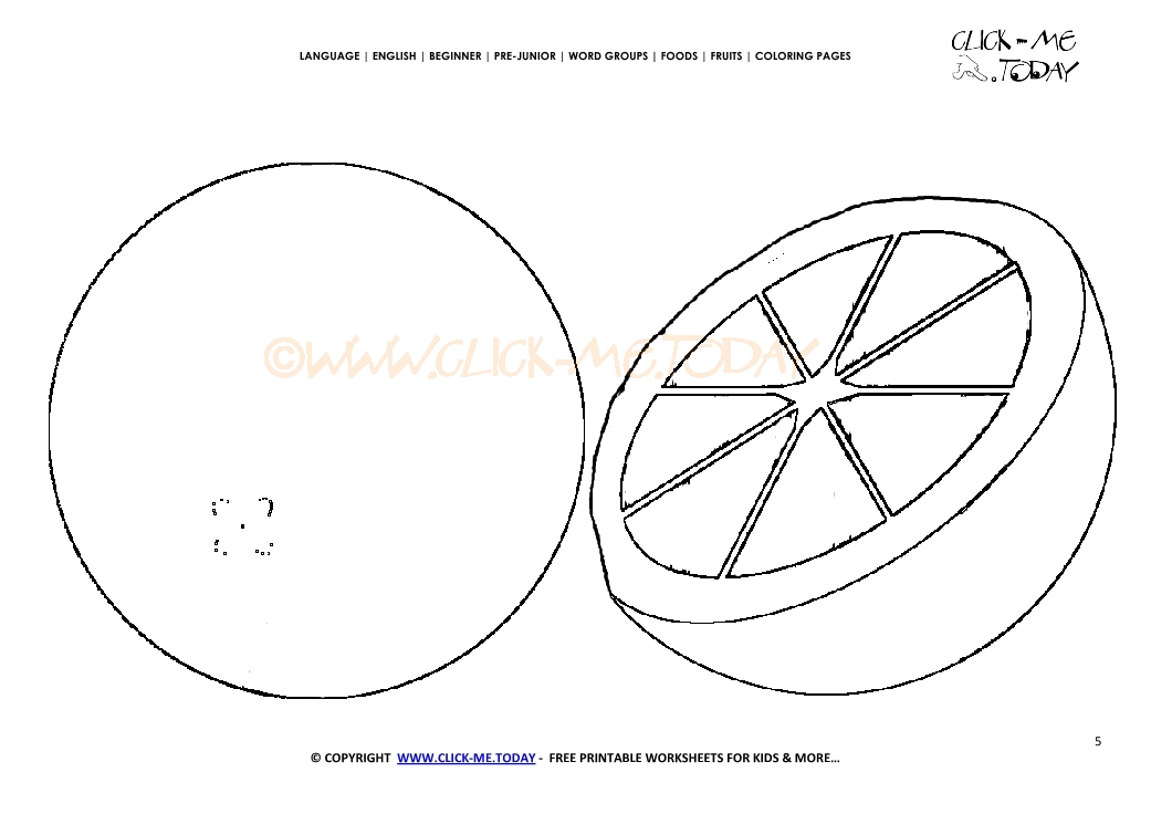 Grapefruit coloring page - Free printable Grapefruit cut out template