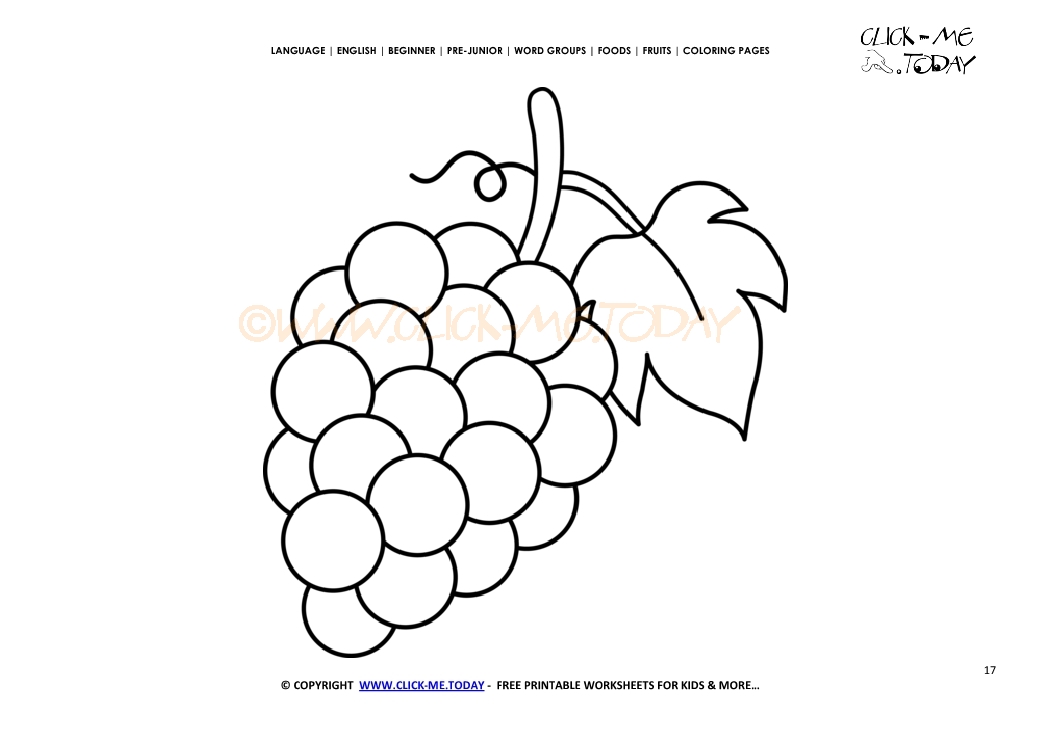 Purple Grapes coloring page - Free printable Grapes cut out template