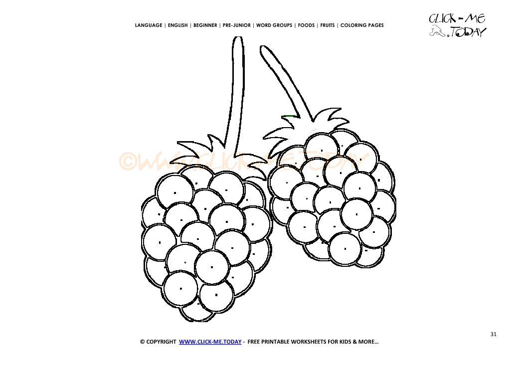 Raspberries coloring page - Free printable Raspberries cut out template