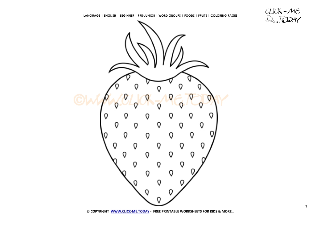 Strawberry coloring page - Free printable Strawberry cut out template