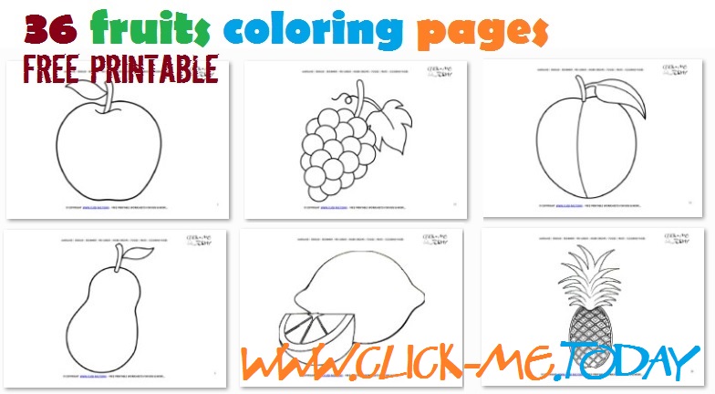 Free printable fruits coloring pages