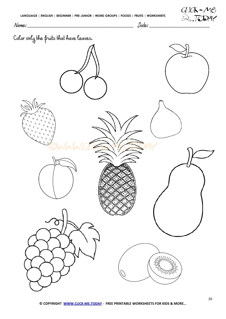 only fruits pictures for colouring