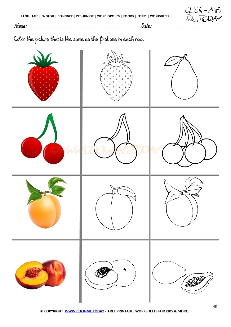 Fruits Worksheet 48 - Same Fruit Worksheet