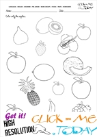 Fruits Worksheet 2 - Color only the apples