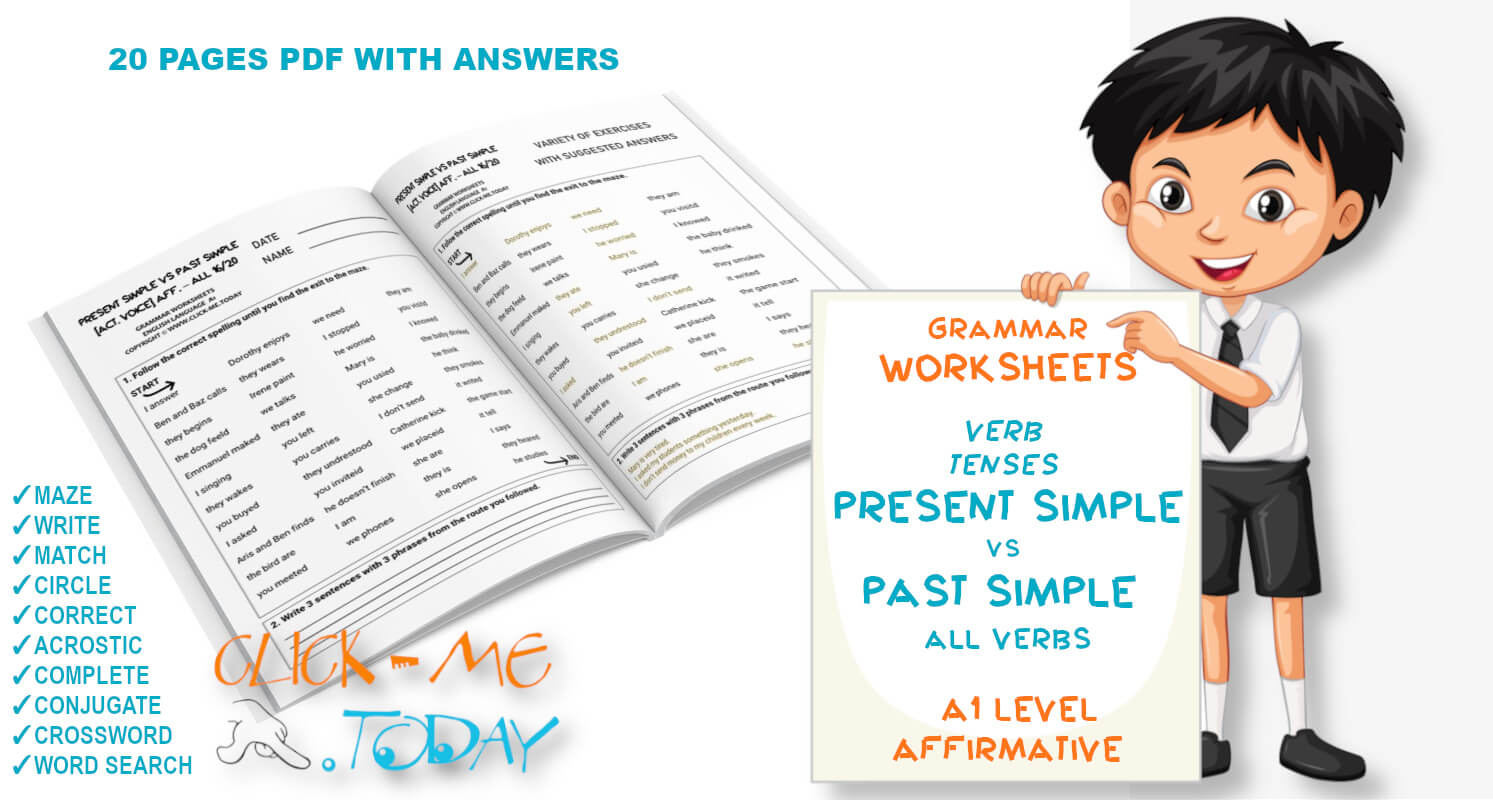 A1 - PRESENT SIMPLE VS PAST SIMPLE (ALL) WORKSHEETS PDF