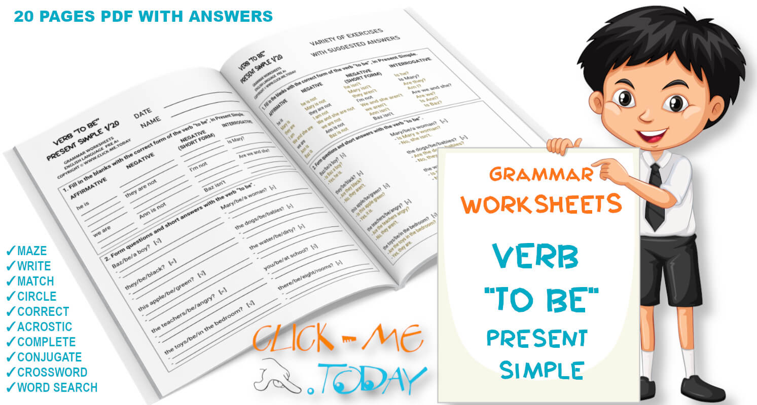 PDF ENGLISH WORKSHEETS PREA1 - VERB TO BE PRESENT SIMPLE