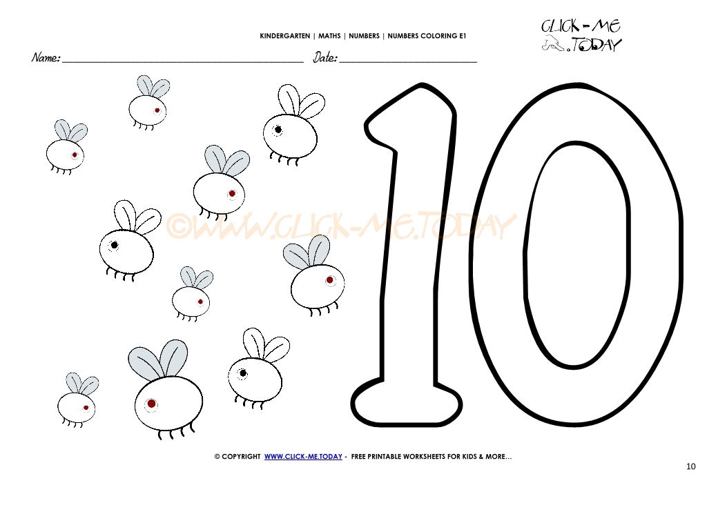 Number coloring pages - Number 10
