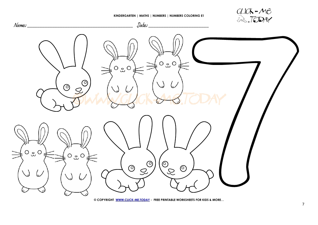 Number coloring pages - Number 7
