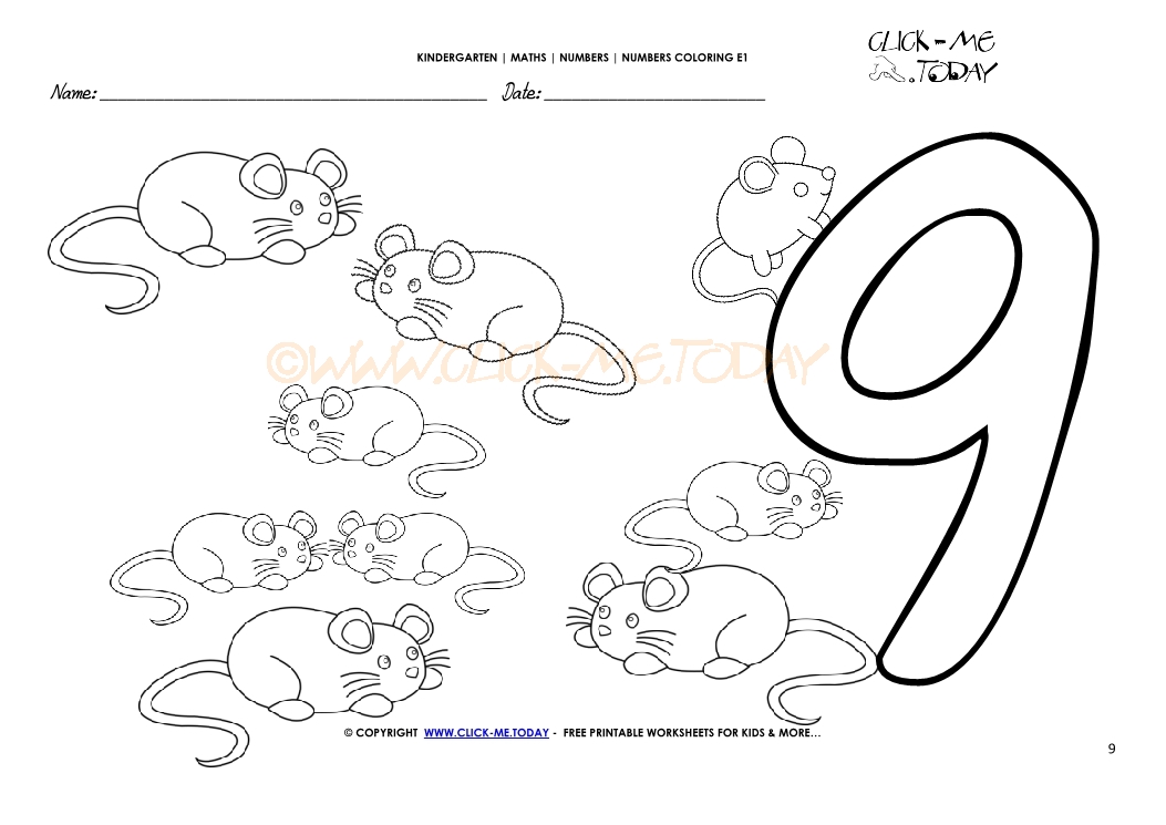 Number coloring pages - Number 9