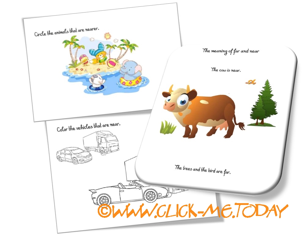 for worksheet colors kindergarten Activities & FAR pages NEAR Coloring   WORKSHEETS, Free