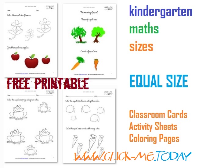 Equal size Cards, Worksheets & Coloring pages
