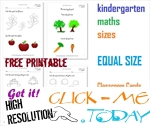 Equal size Cards, Worksheets & Coloring pages for Kindergarten