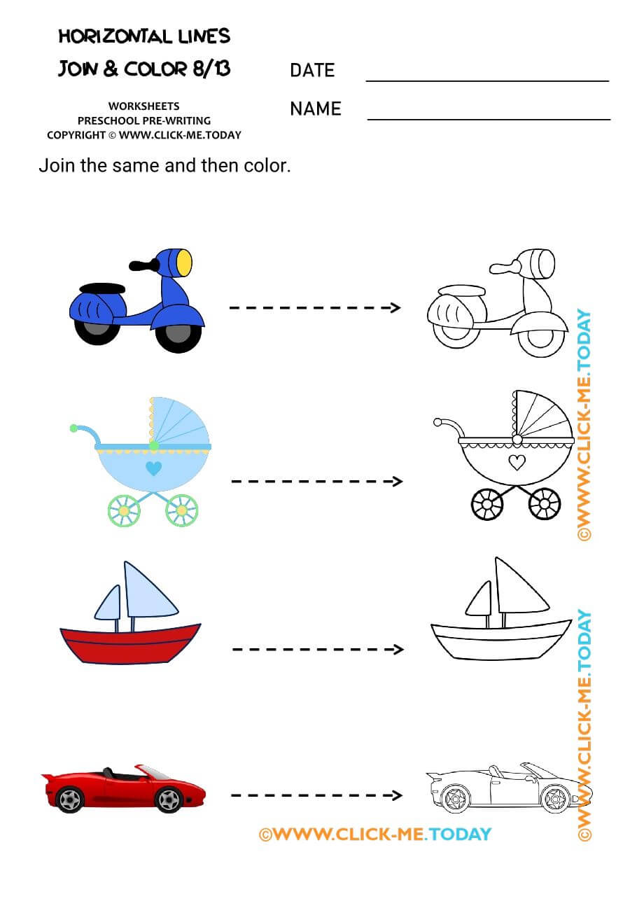 printable TRACING HORIZONTAL LINES worksheets pdf 8 boat route