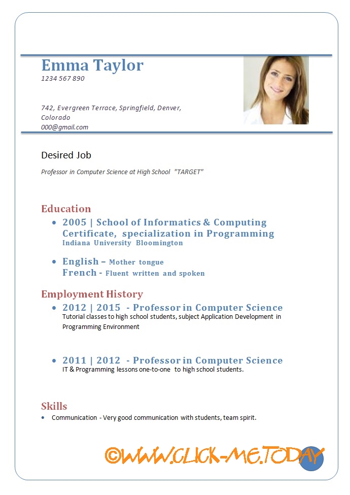SAMPLE CV FOR JOB DOWNLOAD FORMAT DOC PDF
